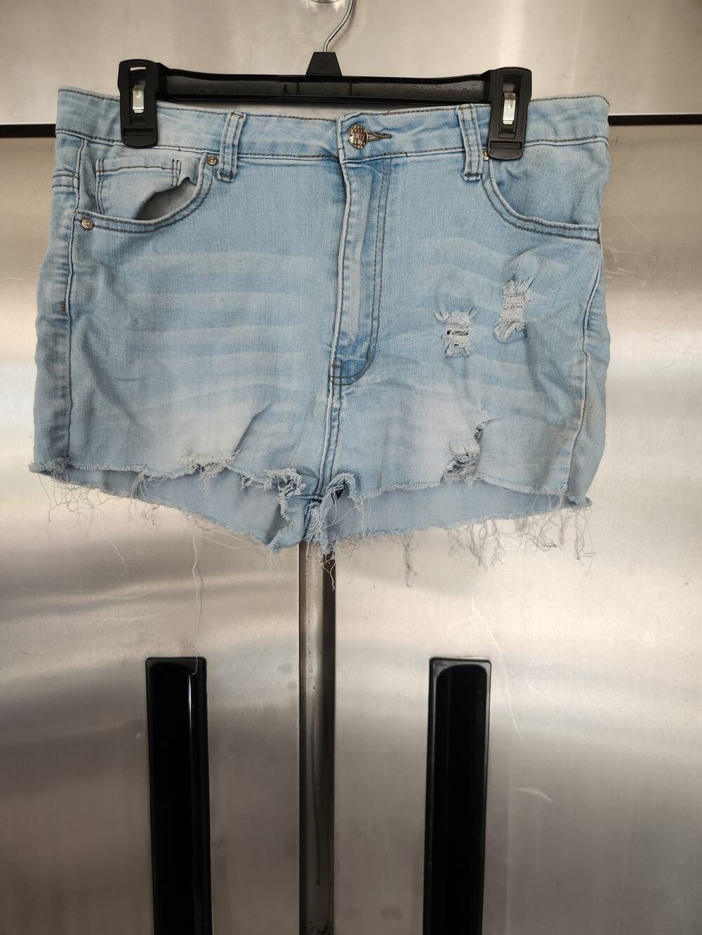 Buzz Jeans Womens Denim Shorts Size 14 Light Wash Distressed High Rise Cutoff